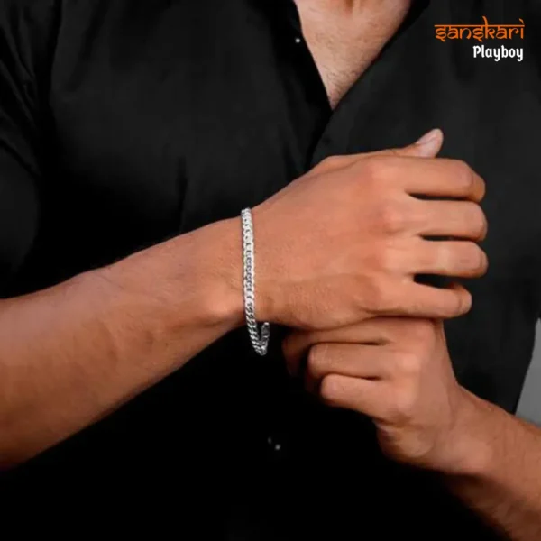 Silver Warrior Mode Bracelet For Him | SANSKARI PLAYBOY